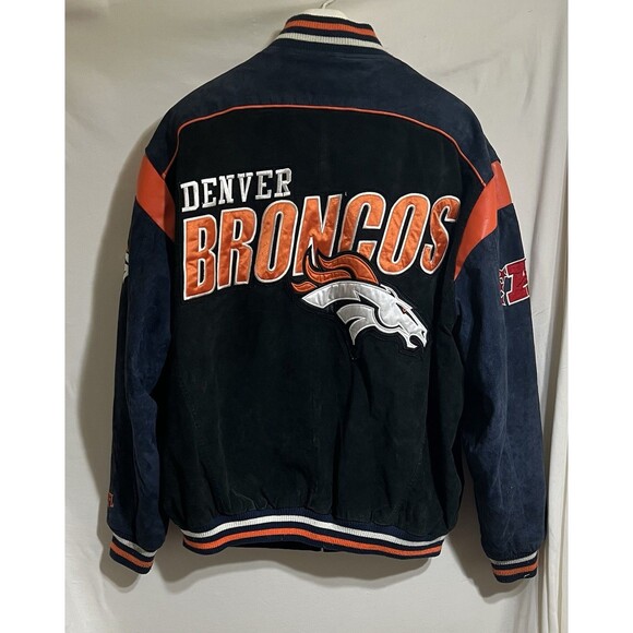 NFL  Denver Broncos Leather Jacket Size XXL Needs Repair Rare Patches thrashed - Picture 14 of 16
